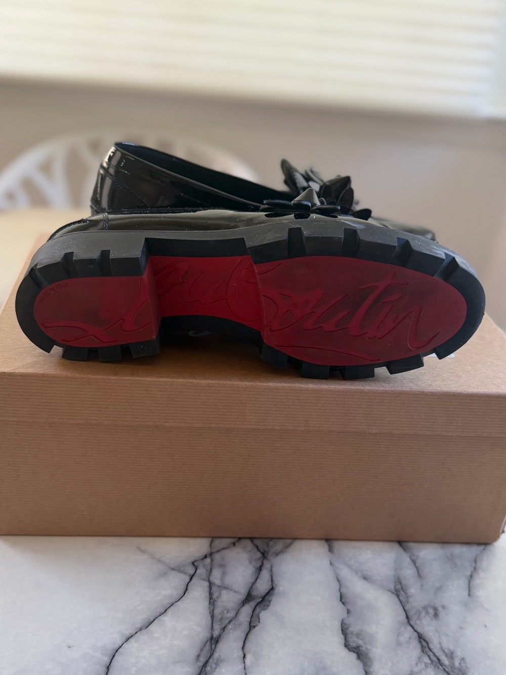 Christian Louboutin Black Patent Daisy Spike Appliqué Loafers Moccasins 40 9 - Picture 5 of 10